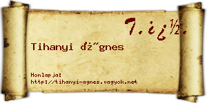 Tihanyi Ágnes névjegykártya